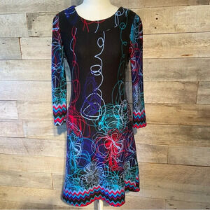 Papillon women’s abstract floral multicoloured stretch tunic dress in size small